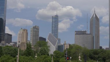 Chicago siluetinin ikonik binaları - seyahat fotoğrafçılığı