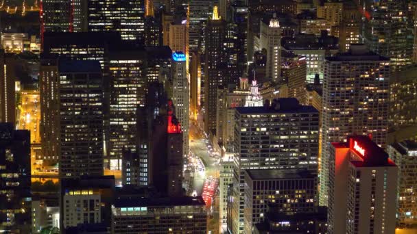 Luchtfoto Van Chicago Nachts Chicago Verenigde Staten Juni 2019 — Stockvideo