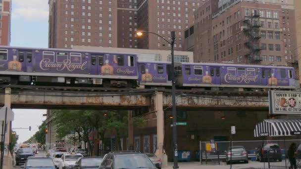 Overground Metro Sporen Straten Van Chicago Chicago Usa Juni 2019 — Stockvideo