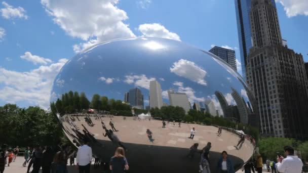 Chicago Daki Milenyum Parkı Nda Ünlü Cloud Gate Chicago Abd — Stok video