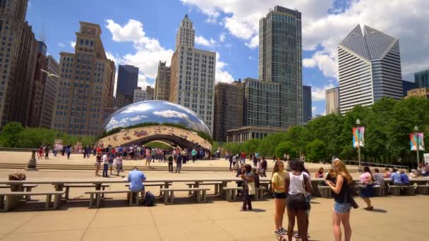 Famous Cloud Gate Millennium Park Chicago Chicago Usa Ιουνίου 2019 — Αρχείο Βίντεο