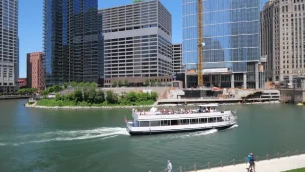 Chicago River Par Une Journée Ensoleillée Chicago États Unis Juin — Video