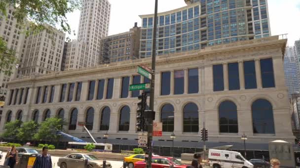 Здание Библиотеки Чикаго Мичиган Авеню Чикаго Сша Июня 2019 Года — стоковое видео