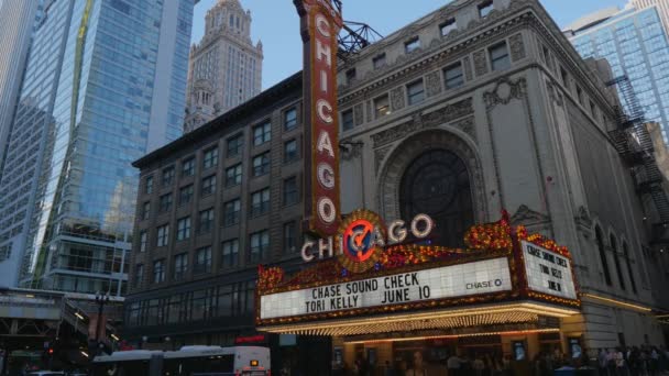 Teatro Chicago Famoso State Street Antigo Balaban Katz Theater Chicago — Vídeo de Stock