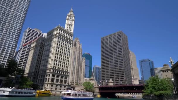 Építészet Chicago Folyónál Chicago Usa 2019 Június — Stock videók