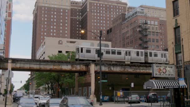 Overground Metro Sporen Straten Van Chicago Chicago Usa Juni 2019 — Stockvideo