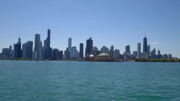 Горизонт Чикаго Вид Озера Мічиган Подорожі Фотографія — стокове відео