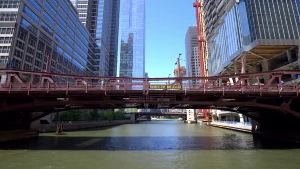 Мосты Через Реку Чикаго Вашингтоне Чикаго Сша Июня 2019 Года — стоковое видео