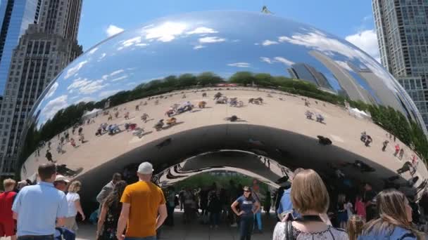 Popularne Zabytki Chicago Cloud Gate Millennium Park Chicago Usa Czerwiec — Wideo stockowe