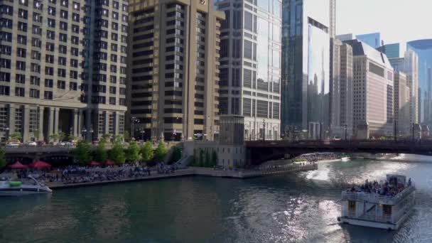 Chicago River Coucher Soleil Chicago États Unis Juin 2019 — Video