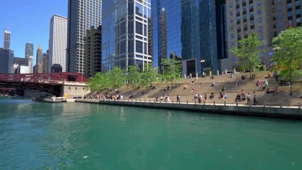 Чикаго Ривер Солнечный День Chicago Сша Июня 2019 — стоковое видео