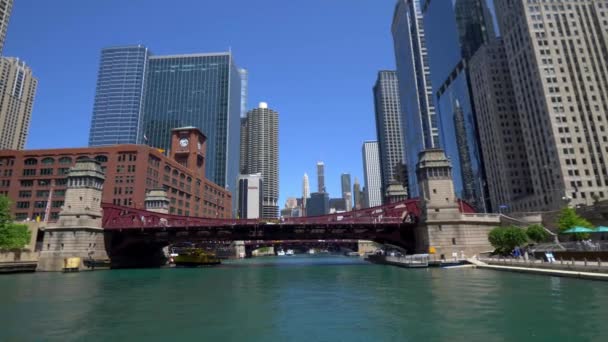 Chicago River Μια Ηλιόλουστη Μέρα Chicago Usa Ιούνιος 2019 — Αρχείο Βίντεο