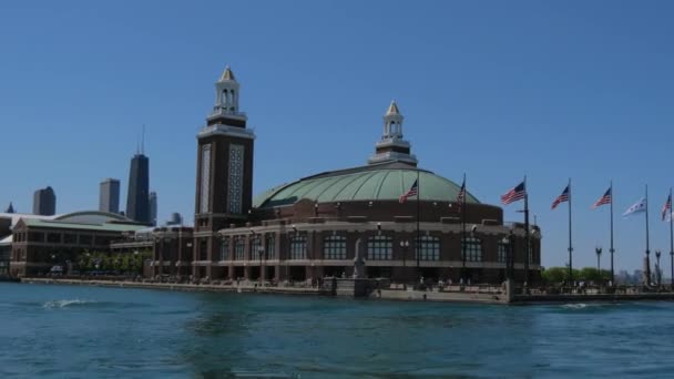 Chicago Navy Pier Ist Ein Beliebtes Wahrzeichen Michigansee Chicago Usa — Stockvideo
