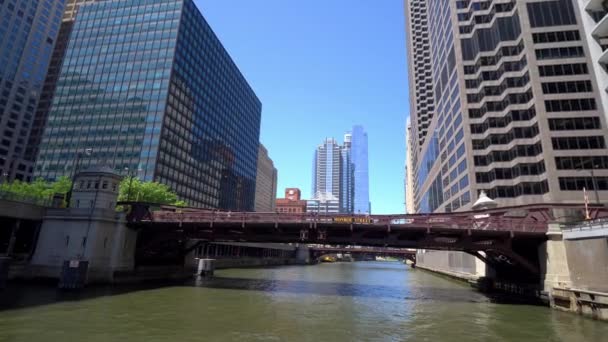 Broarna Över Chicago River Vid Monroe Street Chicago Usa Juni — Stockvideo