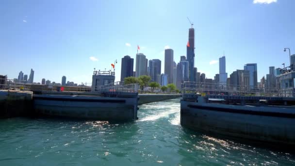 Блокування Річки Чикаго Озері Мічиган Хікаго Сша Червня 2019 — стокове відео