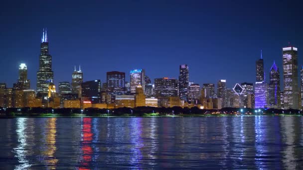 Die Wunderschöne Skyline Von Chicago Abend Chicago Usa Juni 2019 — Stockvideo