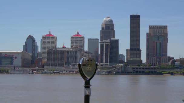 Skyline Van Louisville Kentucky Een Zonnige Dag Reisfotografie — Stockvideo