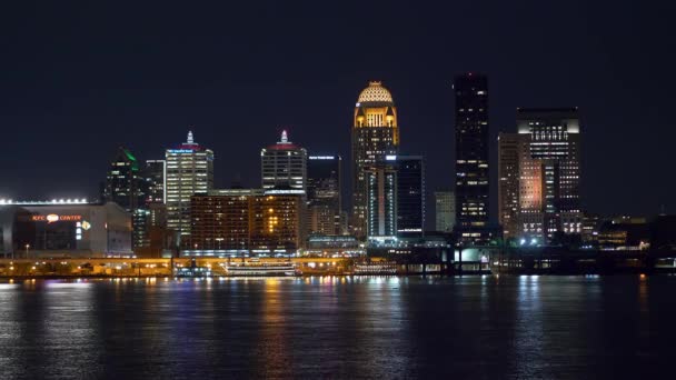 Louisville Night Geweldig Uitzicht Skyline Reisfotografie — Stockvideo