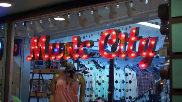 Hudební Město Neonové Znamení Nashville Nashville Tennessee Červen 2019 — Stock video