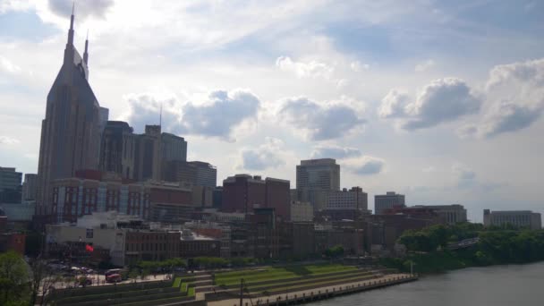 Panorama Města Nashville Pohled Těžkoplandu Řeky Nashville Tennessee Června 2019 — Stock video
