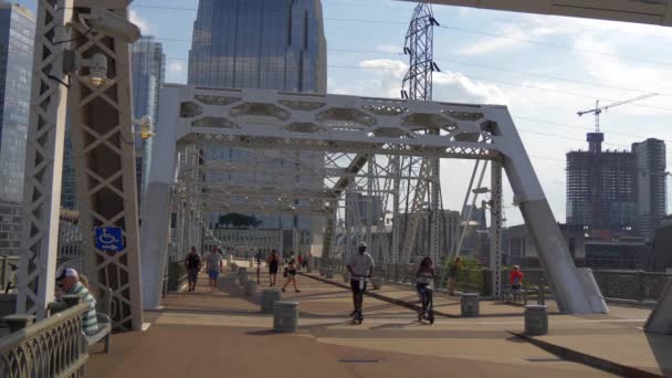 John Seigenthaler Voetgangersbrug Naar Nashville Nashville Tennessee Juni 2019 — Stockvideo