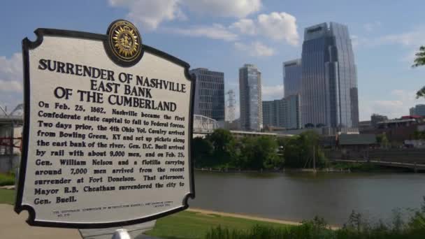 Tablero Informativo Río Cumberland Nashville Nashville Tennessee Junio 2019 — Vídeo de stock