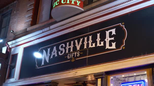 Broadway Nashville Hediyelik Eşya Dükkanı Seyahat Fotoğrafçılığı — Stok video