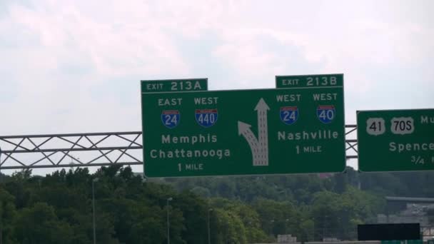 Ausfahrt Nach Memphis Auf Der Autobahn Nashville Tennessee Juni 2019 — Stockvideo