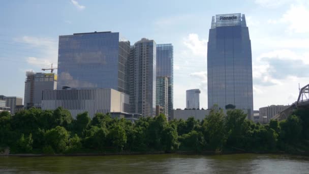 Nashville Silueti Cumberland Nehri Görünümü Nashville Tennessee Haziran 2019 — Stok video