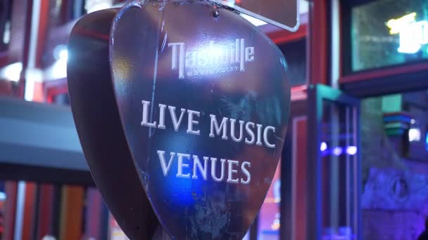 Locais Música Vivo Nashville Broadway Noite Fotografias Viagem — Vídeo de Stock
