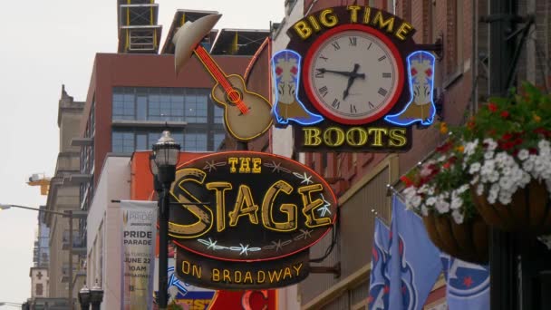 Escenario Broadway Nashville Nashville Tennessee Junio 2019 — Vídeo de stock