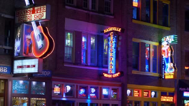 Colorful Nashville Night Nashville Tennessee Giugno 2019 — Video Stock