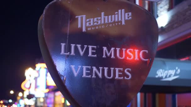 Live Musik Locations Nashville Broadway Bei Nacht Nashville Tennessee Juni — Stockvideo