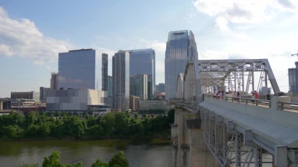 Skyline Nashville Utsikt Från Cumberland River Nashville Tennessee Juni 2019 — Stockvideo