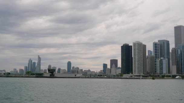 Chicago Skyline Navy Pier Görünümü Seyahat Fotoğrafçılığı — Stok video