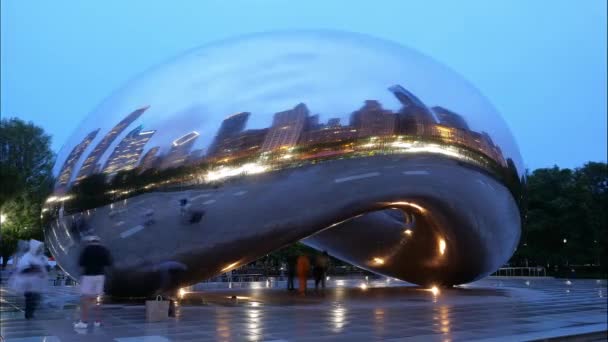 Den Nocí Cloud Gate Chicago Chicago Illinois Června 2019 — Stock video