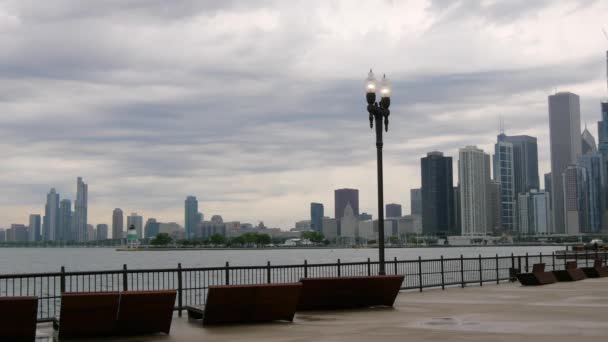 Chicago Silueti Üzerinde Navy Pier Görünümü Chicago Illinois Haziran 2019 — Stok video