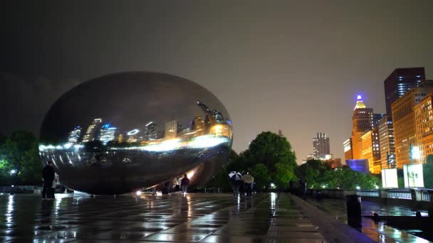 Cloud Gate Millennium Park Chicago Noite Chicago Illinois Junho 2019 — Vídeo de Stock