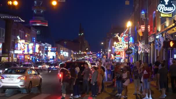 Nashville Broadway Una Verdadera Milla Fiesta Nashville Tennessee Junio 2019 — Vídeo de stock