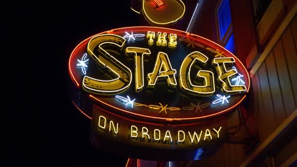 Escenario Broadway Nashville Por Noche Nashville Tennessee Junio 2019 — Vídeo de stock