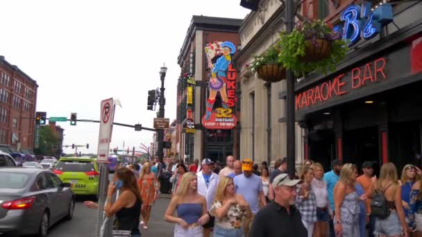 Bars Clubs Broadway City Nashville Nashville Tennessee June 2019 — Stock Video