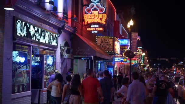 Nashville Broadway Noche Nashville Tennessee Junio 2019 — Vídeos de Stock