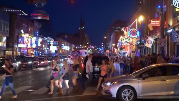 Famoso Broadway Noche Nashville Nashville Tennessee Junio 2019 — Vídeo de stock