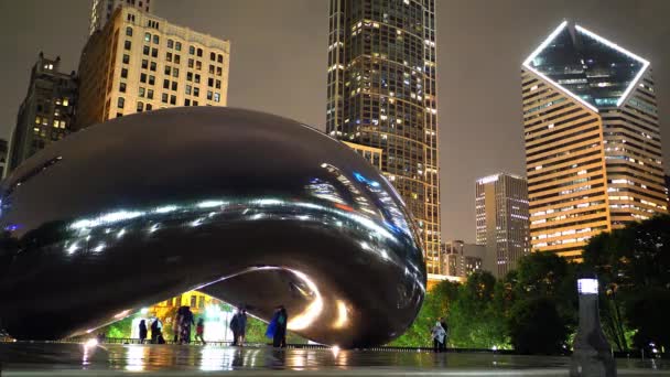 Gecelik Chicago Millennium Park Bulut Kapısı Kai Illinois Haziran 2019 — Stok video