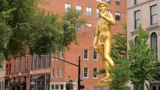 Estatua David Oro Louisville Kentucky Louisville Kentucky Junio 2019 — Vídeos de Stock