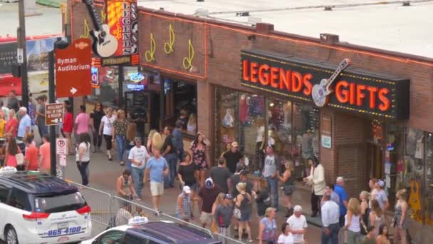 Beroemde Broadway Nashville Met Alle Bars Saloons Nashville Tennessee Juni — Stockvideo