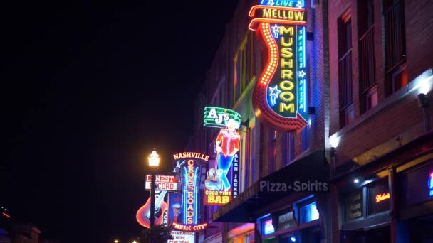 Nashville Broadway Neon Tabelaları Nashville Tennessee Haziran 2019 — Stok video