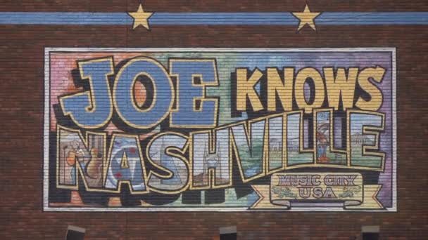 Famous Joe Knows Nashville Wall Broadway Nashville Tennessee June 2019 — Stock Video