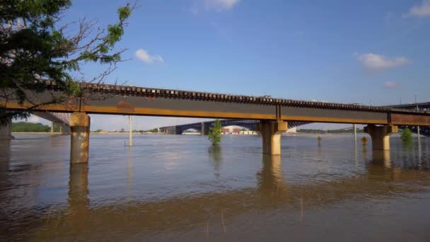 Inundación Louis Marea Alta Mississippi Saint Louis Missouri Junio 2019 — Vídeo de stock