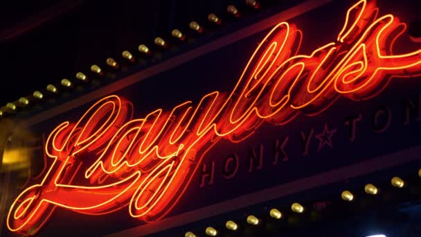 Neon Teken Laylas Honky Tonk Saloon Nashville Nashville Tennessee Juni — Stockvideo